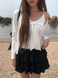 Dou Lace Tiered Banding Mini Skirt
