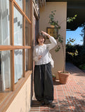 Dubki Dot Pintuck String Denim Pants