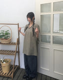 Kio check button strap short sleeve one-piece dress