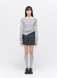 Pocket layered check skirt