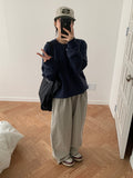 [unisex] Rikko basic color round over knit