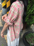 Toui Check Three Quarter Rolled-up Loose Fit Shirt