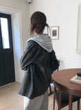 Homin Over Leather Collar Jacket