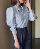 Stoney Stripe Puff Shirt Blouse