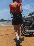 Romi Stripe Pleated Miniskirt