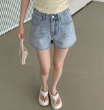 Summer Long Leg Fit A-Line Banding Denim Shorts