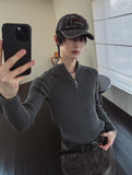 Kud Muscle Half Zip-Up ribbed Knit