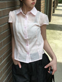 Torren Cap Sleeve Collar Short Sleeve Blouse Shirt