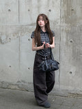 Wino String Check Short Sleeve Shirring Shirt