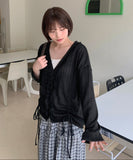 Hyoko Punching Summer Frill Knit Cardigan