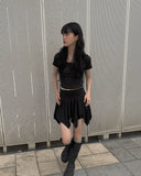 Hota Tiered Shirring Span Mini Skirt