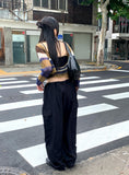 Minut two-way button strap long wide slacks