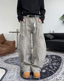 Arc line curved cotton pants