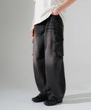 Brushed Washing Cargo Denim Pants