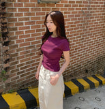 High Quality Layered Plain Slim Short Sleeve T-shirt