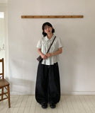 Chas Summer Black Denim Wide Pants