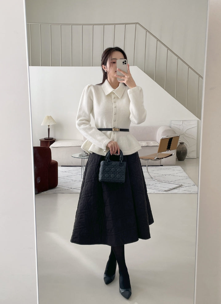 【I AM MARI】Radiant Banding Quilted Padding Long Skirt I AM MARI (アイアムマリ) - レディアンバンディング