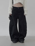 Curved Cotton Cargo Pants