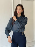 [MADE] Plaid chiffon jacquard check blouse
