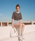 Georgette Cool Stripe Short Sleeve T-shirt