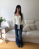 Mevni Dot Sleeveless Cardigan Set