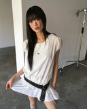 Pne Shirring Banding Puff Short Sleeve Mini One Piece