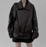 Double-collar leather rider jacket