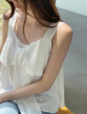 Jenia Ribbon Frill Sleeveless Blouse