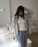 Kidder Check Lace Overfit Hood Zip-Up