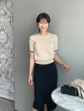 Sade Color Matching Short Sleeve Knit