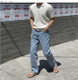 Lantic Semi-Wide Denim Pants