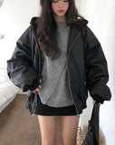 Meto Leather Hood Flight Jacket