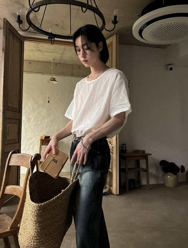 【2plan】Deep blue washing wide denim 2plan (ツープラン) - ディープブルーウォッシングワイドデニム