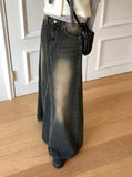 Ito Sand Washing Wide Maxi Denim Skirt