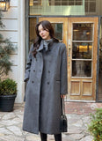 Levea Double High Neck Long Coat (Belt Set)