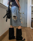 Raw Destroyed Bermuda Denim Pants