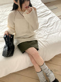 Lipu boat neck overfit soft long sleeve knit