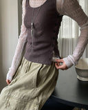 Titi wrinkle see-through layered long sleeves