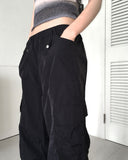 Hilpa Silver Point Nylon Pintuck Wide Two-Way Pants