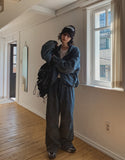 Detro denim wide track pants