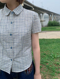 Cookel seersucker check short sleeve shirt