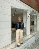 Loving Two-Way Leather Collar Crop Jacket