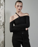 ODE DUAL BUTTON HALTER LONGSLEEVE