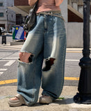 Lecle Funky Damage Balloon Denim Pants