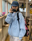 [unisex] Maring heart cable round over knit