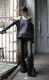 Snap Slit Denim Pants