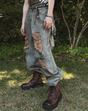 Const Bring Damaged Wide Denim