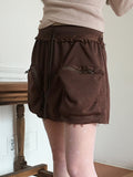 Zenda Cargo Zipper Pocket Banding Pile Mini Skirt