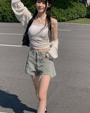 Myumyu Damage Short Denim Pants
