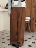 Beeton Back Banding Pintuck Corduroy Long Wide Pants